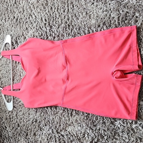 All In Motion Brushed & Sculpted Rib Sports Short Bodysuit, Size S coral color. - Picture 3 of 15